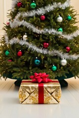 Christmas gift box and tree