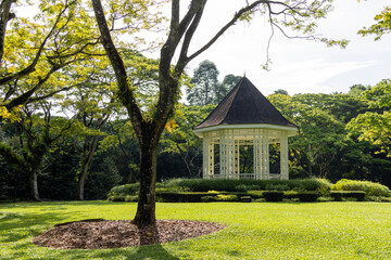 Gazebo or white bandstand at Singapore Botanic Gardens