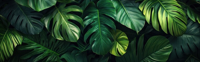 Dense Tropical Leaves with Dark and Moody Lighting