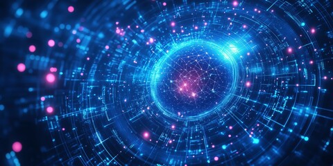 Futuristic glowing digital sphere with light lines and data connections