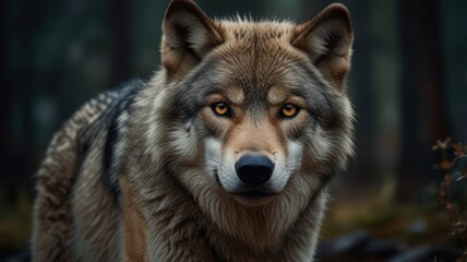 Fototapeta premium illustration of a wolf in a jungle