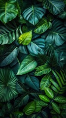 Dense Tropical Leaves with Dark and Moody Lighting