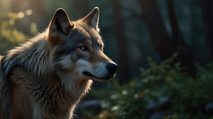 Obraz premium illustration of a wolf in a jungle