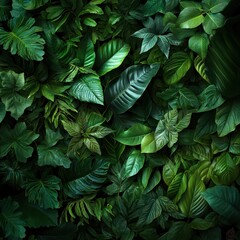 Dense Tropical Leaves with Dark and Moody Lighting
