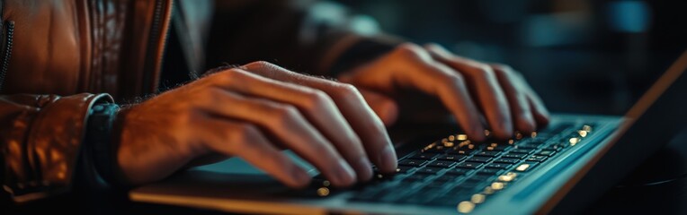 Close-Up of Hands Typing on Laptop Keyboard
