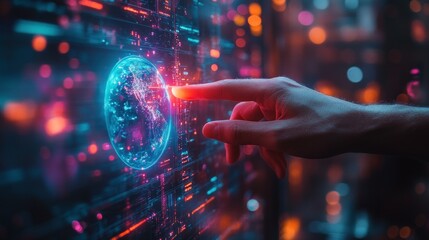 Hand Interacting with Digital Globe