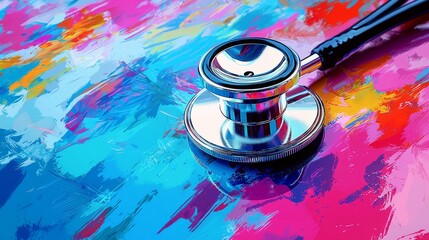 Stethoscope on a colorful abstract background representing healthcare