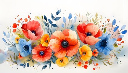 Watercolor flower bouquet.