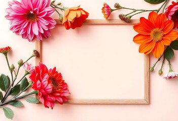 Obraz premium Elegant Floral Frame with Vibrant Blossoms