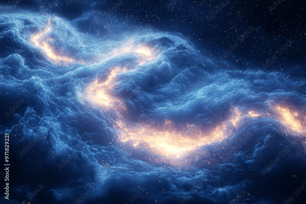 Poster a swirling mist illuminated by shifting lights, creating a dreamlike and entrancing visual effect. c