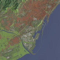 3D illustration of city and urban in Barcelona Spain