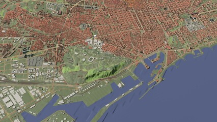 Fototapeta premium 3D illustration of city and urban in Barcelona Spain