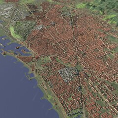 3D illustration of city and urban in Barcelona Spain