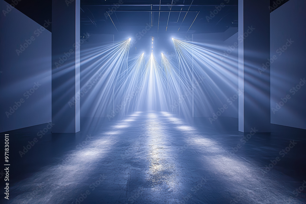 Aufkleber a light installation where beams of light pulse and weave in hypnotic patterns across a dark room. c