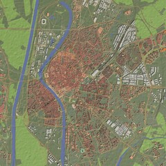 3D illustration of city and urban in Seville Spain