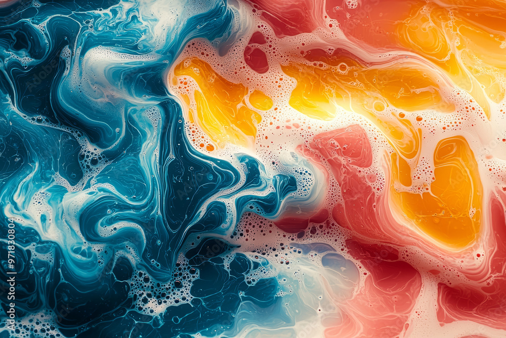 Poster a dynamic animation of swirling colors that blend into intricate patterns, capturing attention and c
