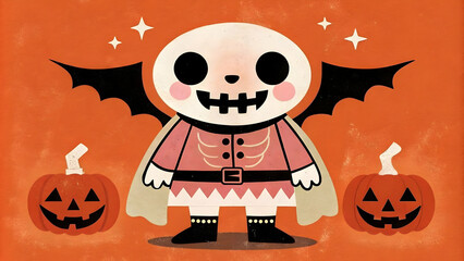 Adorable skeleton wearing a costume for Halloween.