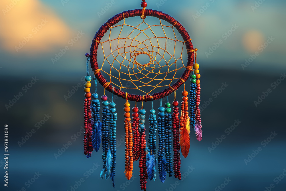 Poster a colorful dreamcatcher with each section representing different aspects of imaginative thinking. co