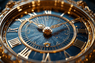 Obraz premium A close-up of a clock's hands moving slowly in a circular motion, producing a calming and hypnotic effect. Concept of time and visual calmness.