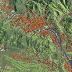 3D illustration of city and urban in Bilbao Spain
