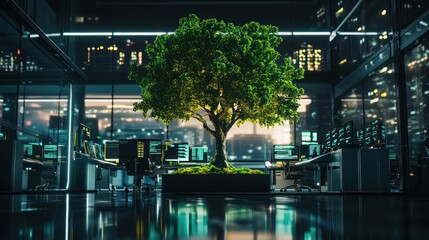 Fototapeta premium Tree in a Modern Office