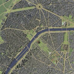 3D illustration of city and urban in Paris France