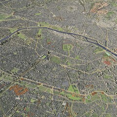 3D illustration of city and urban in Paris France