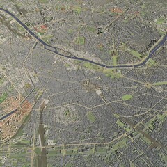 3D illustration of city and urban in Paris France
