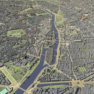 3D illustration of city and urban in Paris France