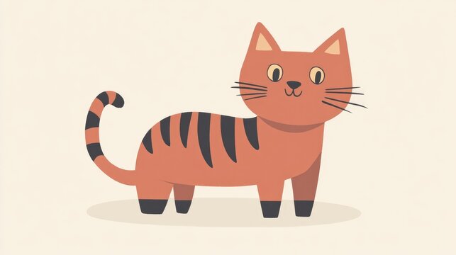 Illustration of a charming flat cat design suitable for children s artwork