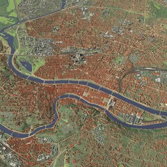 3D illustration of city and urban in Lyon France