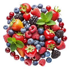 Obraz premium Sweet berries mix Isolated on transparent background.