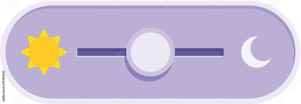 Poster toggle switch changing from day to night, symbolizing light and dark modes in user interface design