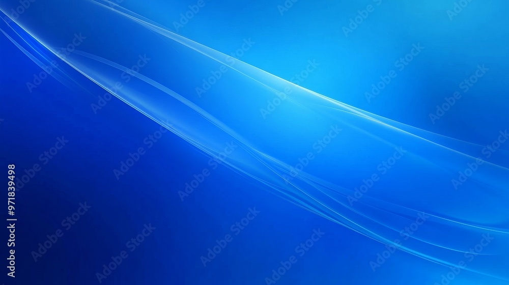Poster abstract blue background featuring smooth lines and flowing curves, creating a serene and modern aes