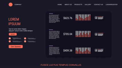 Fototapeta premium Modern trendy landing page vector design template. Business infographics illustration