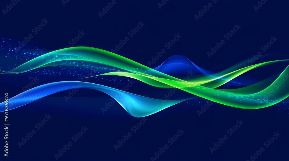 Poster modern green blue abstract background with flowing lines, perfect for digital designs, presentations