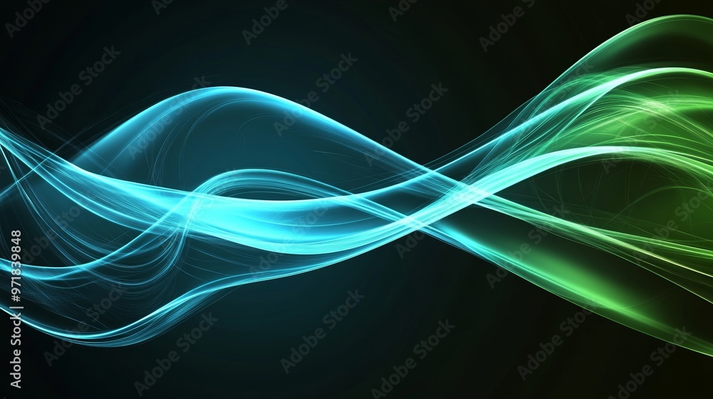Poster modern green blue abstract background with flowing lines, perfect for digital designs, presentations