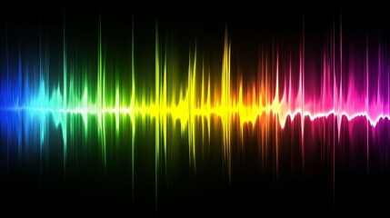Vibrant multi-colored sound wave background with flowing lines and dynamic frequencies, perfect for audio visualizations, digital designs, music concepts, and modern abstract presentations