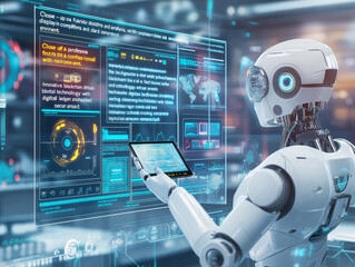 Robot Interacting with AI Interface on Air Display and Handheld Device