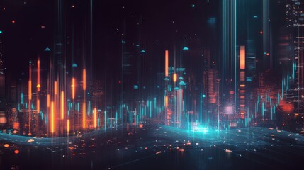 Futuristic Cityscape with Neon Lights