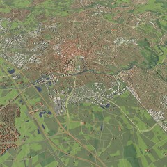 3D illustration of city and urban in Montpellier France