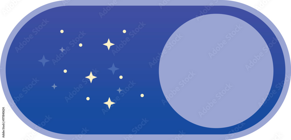 Poster blue toggle switch button with stars representing turning on night mode