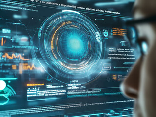 Close-up of a Person Staring at a Hologram Screen