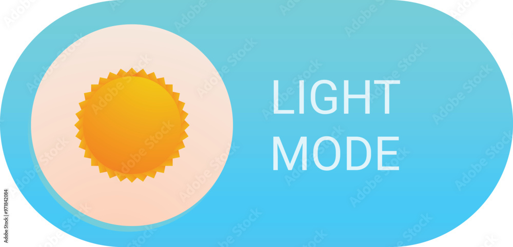 Poster light mode toggle button activating with a bright sun icon, representing the transition to a lighter