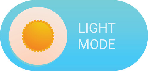 Light mode toggle button activating with a bright sun icon, representing the transition to a lighter and brighter interface