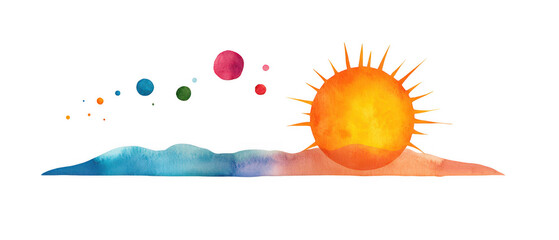 Dreamy Sunset Landscape with Unicorn