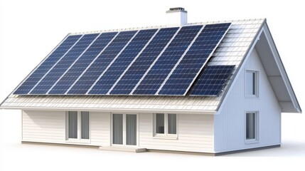 Fototapeta premium Modern House with Solar Panels on Roof