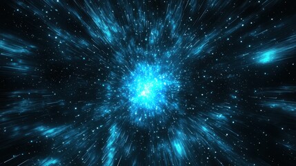 Fototapeta premium Abstract Blue Light Burst with Stars Background