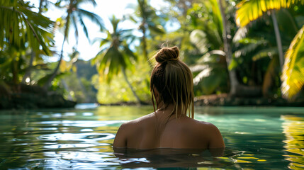 Fototapeta premium Woman Tahitian Lagoon