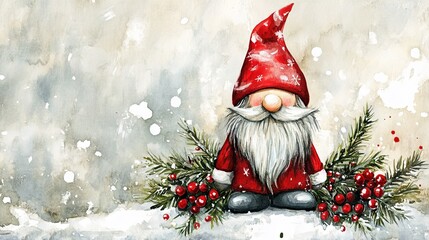  Christmas gnome watercolor